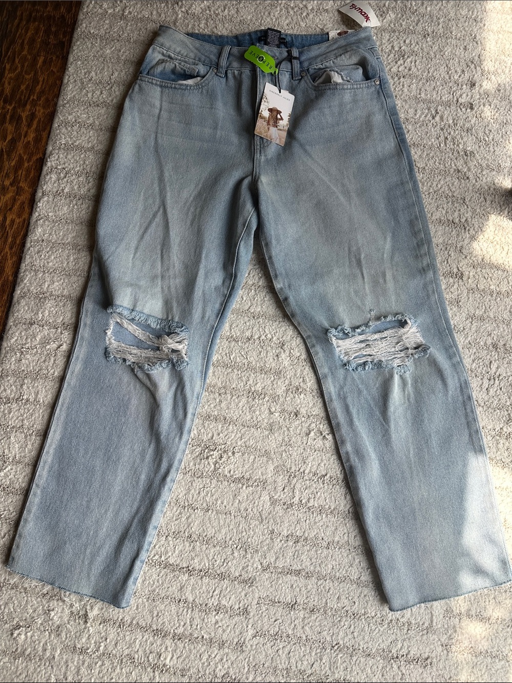 Sincerely Jules Light Blue Distressed Relaxed Jeans